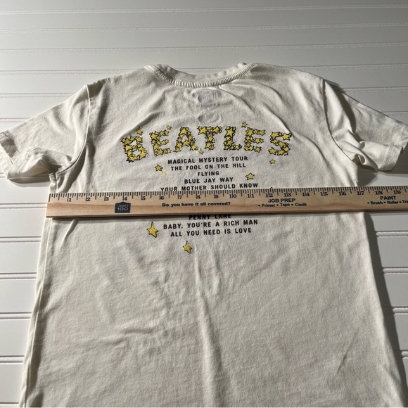 Beatles Magical Mystery Tour Graphic Tee XS Off-White Retro Band Shirt - Picture 6 of 7